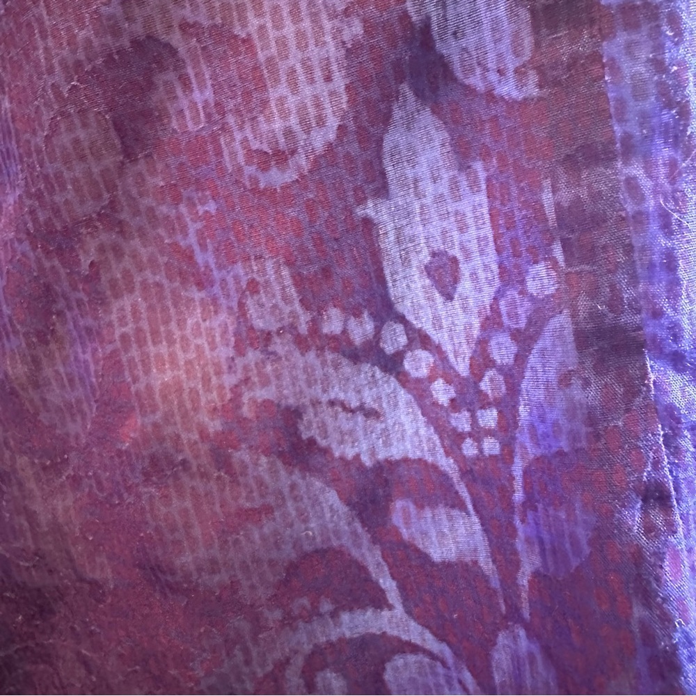Women's Wrangler Snap Button Embroidered Sheer Shirt Purple Pink Sz M - Picture 5 of 12